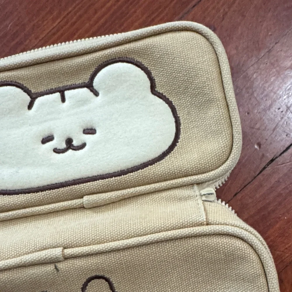 Cute Tan Bear Pencil Case (read description)